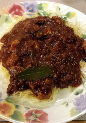 A picture of JR's crock pot spaghetti sauce.