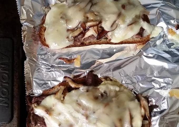 Recipe of Homemade Open-faced Philly Steak Sandwiches