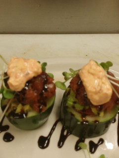 A picture of Fresh ahi tuna tartar.