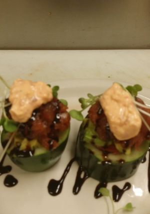 A picture of Fresh ahi tuna tartar.