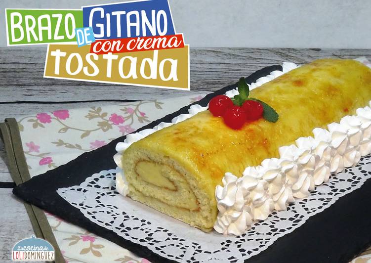 Brazo de gitano o pionono con crema tostada