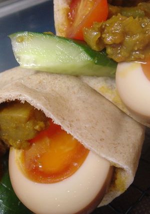 A picture of Pita Bread Using Homemade Bread Starter.