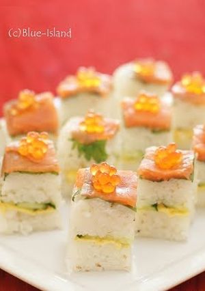 A picture of Smoked Salmon Oshizushi (Pressed Sushi) For Parties.