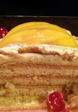 A picture of AMIEs MANGO Tiramisu CAKE.