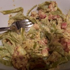 A picture of Runner Bean Carbonara.