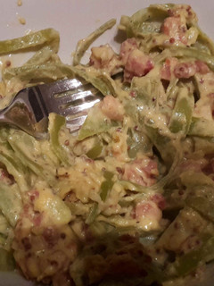 A picture of Runner Bean Carbonara.