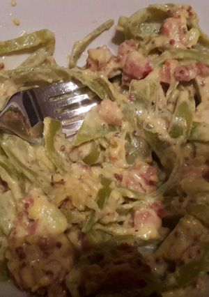 A picture of Runner Bean Carbonara.