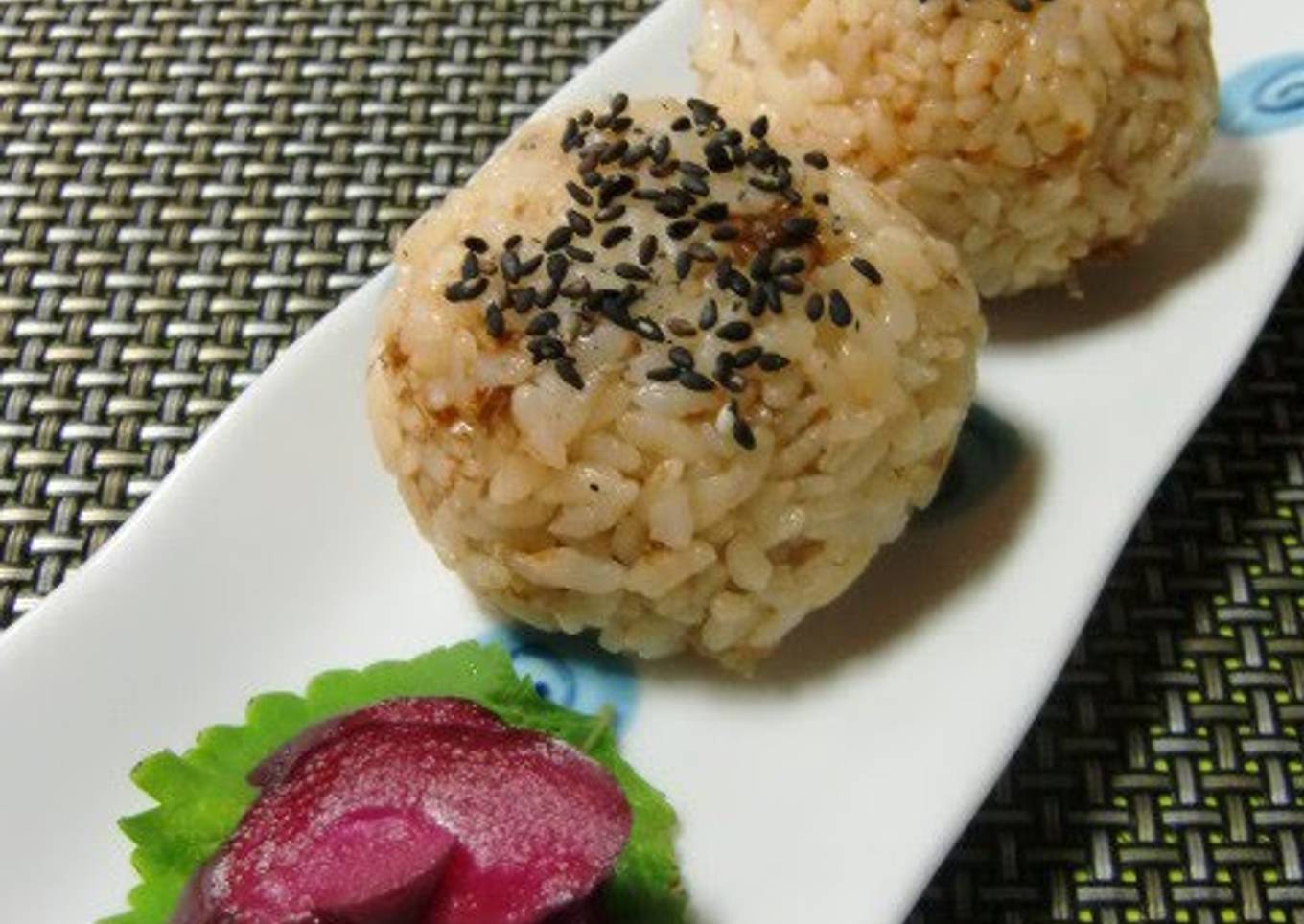 Rice Balls with Soy Sauce, Bonito Flakes and Sesame Salt
