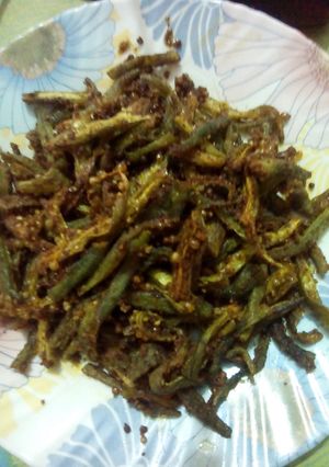 A picture of Pan Fried Crispy Okra(Bhindi).