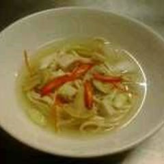 A picture of Chicken Noodles soup.
