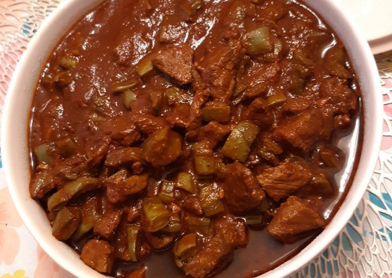 Nopales con carne a 2 chiles 🤤🤤