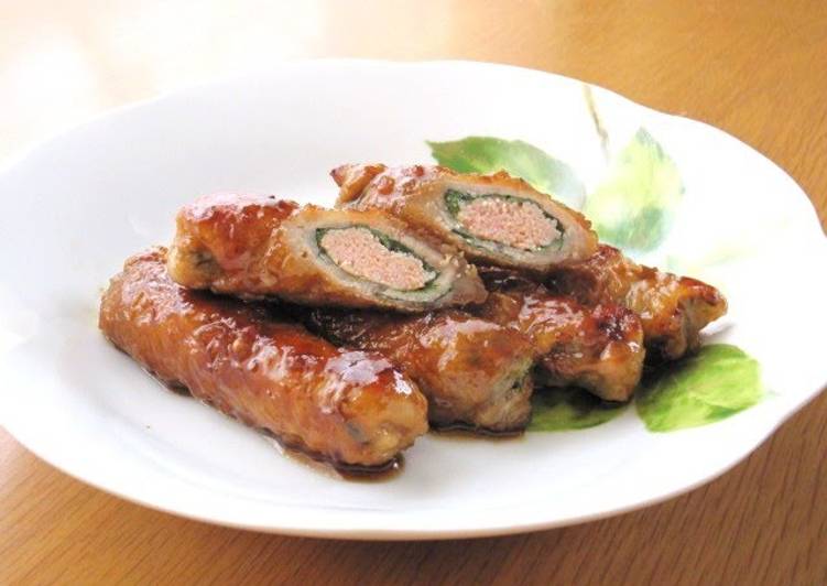Recipe of Speedy Teriyaki Pork Shiso and Mentaiko Rolls