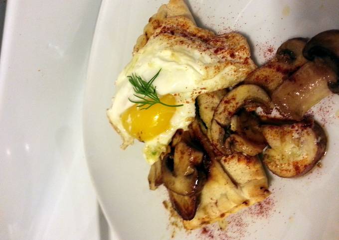 Greek Spanakopita topped w garlic fried egg