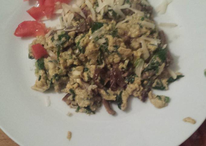 Eggs with Baby Spinach and Mushrooms