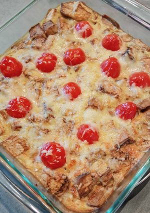 Une photo de Clafoutis aubergine et tomates cerises