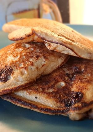 Una foto de Pancakes de avena y banana. Súper esponjosos