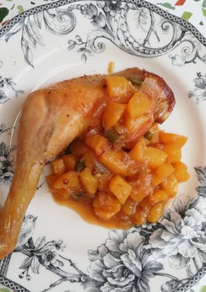 Une photo de Poulet rôtis et son chutney de pêche maison