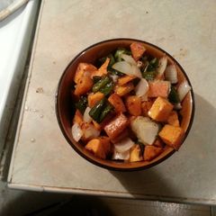 A picture of Sweet potato poblano hash.