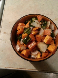 A picture of Sweet potato poblano hash.