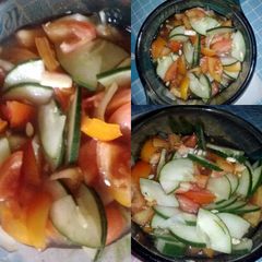 A picture of Cucumber and Tomatoes in Plain Vinaigrette.