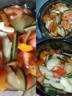 A picture of Cucumber and Tomatoes in Plain Vinaigrette.