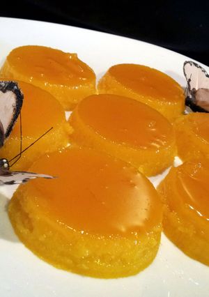 A picture of AMIEs Egg Custard with Caramel Topping.