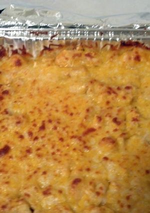 A picture of Layered Buffalo Chicken Dip.