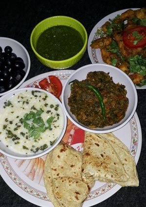 A picture of Coriandrbajiye#daniya Pudinachutny#spinachmethi radishptokisbji.