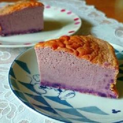 A picture of Easy Purple Sweet Potato Cheese Cake with Pancake Mix.