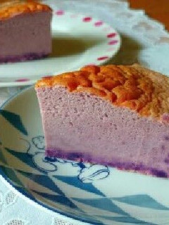 A picture of Easy Purple Sweet Potato Cheese Cake with Pancake Mix.