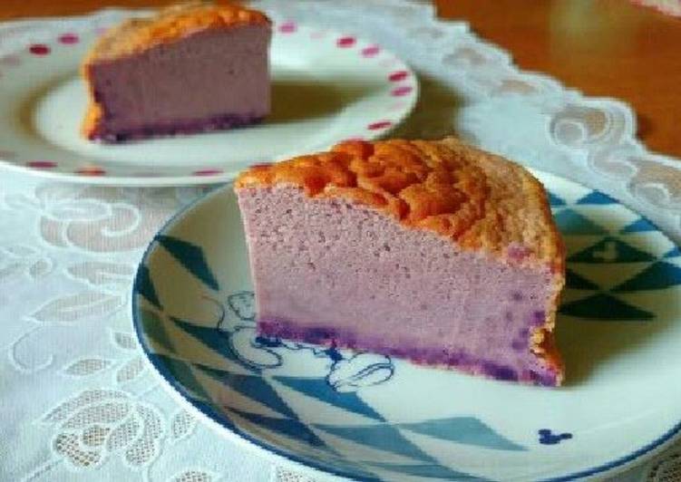 Easy Purple Sweet Potato Cheese Cake with Pancake Mix