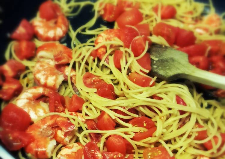 Recipe of Super Quick Homemade Fast&amp;easy  prawns pasta