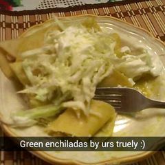 A picture of Green enchiladas.