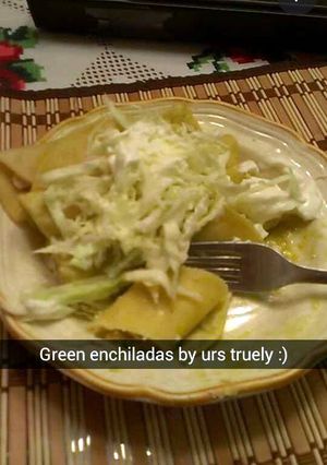 A picture of Green enchiladas.