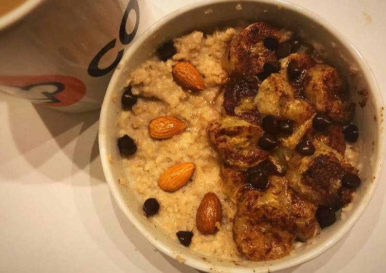 Porridge De Avena Con Banana Caramelizada Chips De Chocolate Y Almendras Desayuno Rapido Saludable Receta De Geri Cocinacaseraya En Instagram Cookpad