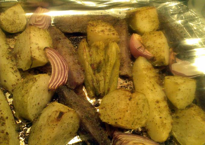 How to Prepare Homemade roasted Fennel rhodiola and potato veagán style vegatables