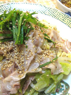 A picture of Spicy Bukkake Pon - Pan-Steamed Layered Pork and Vegetables.