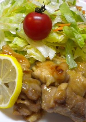 A picture of Pan-fried Chicken Thigh with Honey and Lemon Juice.