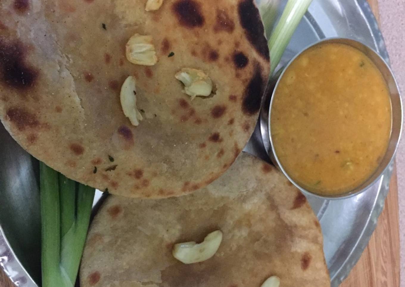 Dal tadka with oven garlic roti