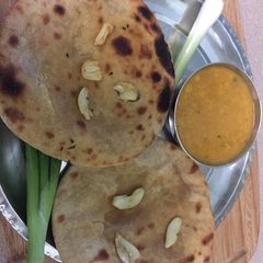 Dal tadka with oven garlic roti A picture of Dal tadka with oven garlic roti.