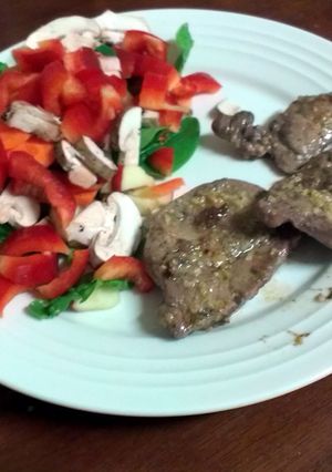 A picture of Mustard lamb & salad.