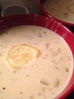 A picture of Kandi's Cream of Lemon Chicken Soup (crockpot).