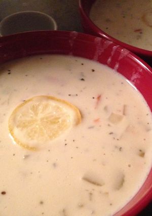 A picture of Kandi's Cream of Lemon Chicken Soup (crockpot).