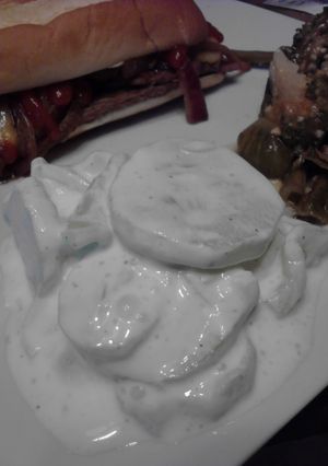 A picture of Cool Cucumbers N Sour Cream Salad.