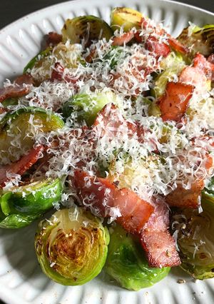 A picture of Pan-fried Brussels Sprouts & Bacon.