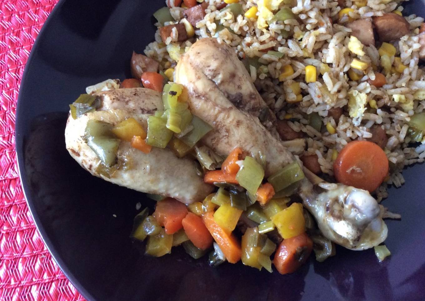 Muslos de pollo agridulces en olla a presión