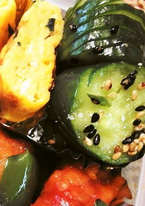 A picture of Simple Jabara Cucumber Namul for Bento.