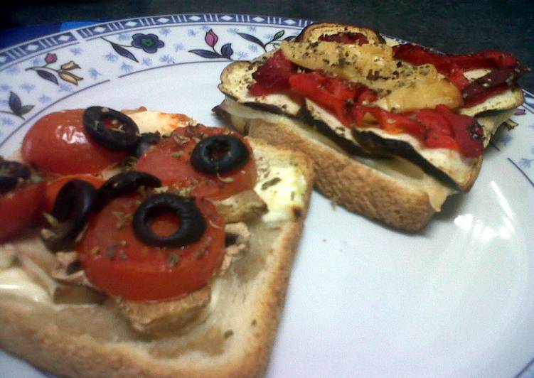 Step-by-Step Guide to Prepare Ultimate Toasts baked with cheese, tomato and eggplants