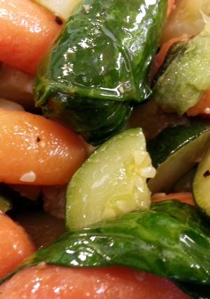 A picture of Bacon Fried Veggies w/ Spinach.