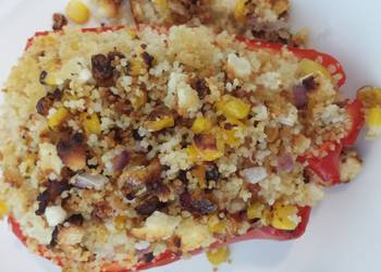 Easiest Way to Recipe Delicious Couscous and Feta Stuffed Red Peppers